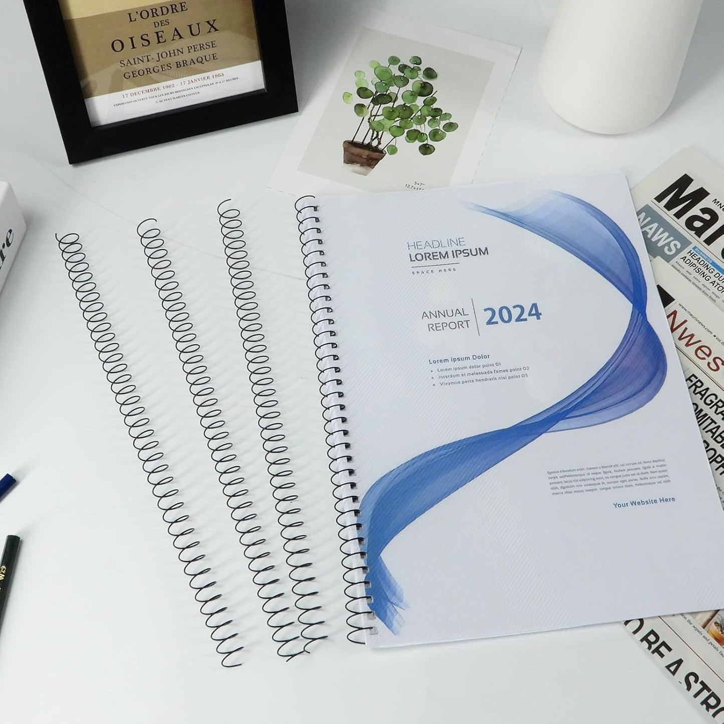 RAYSON 14.3mm Wire Spiral Coil Binding, 3:1 Pitch, 9/16" Metal Coils Comb Binding 115 Sheets Capacity, Black Color & Pack of 100