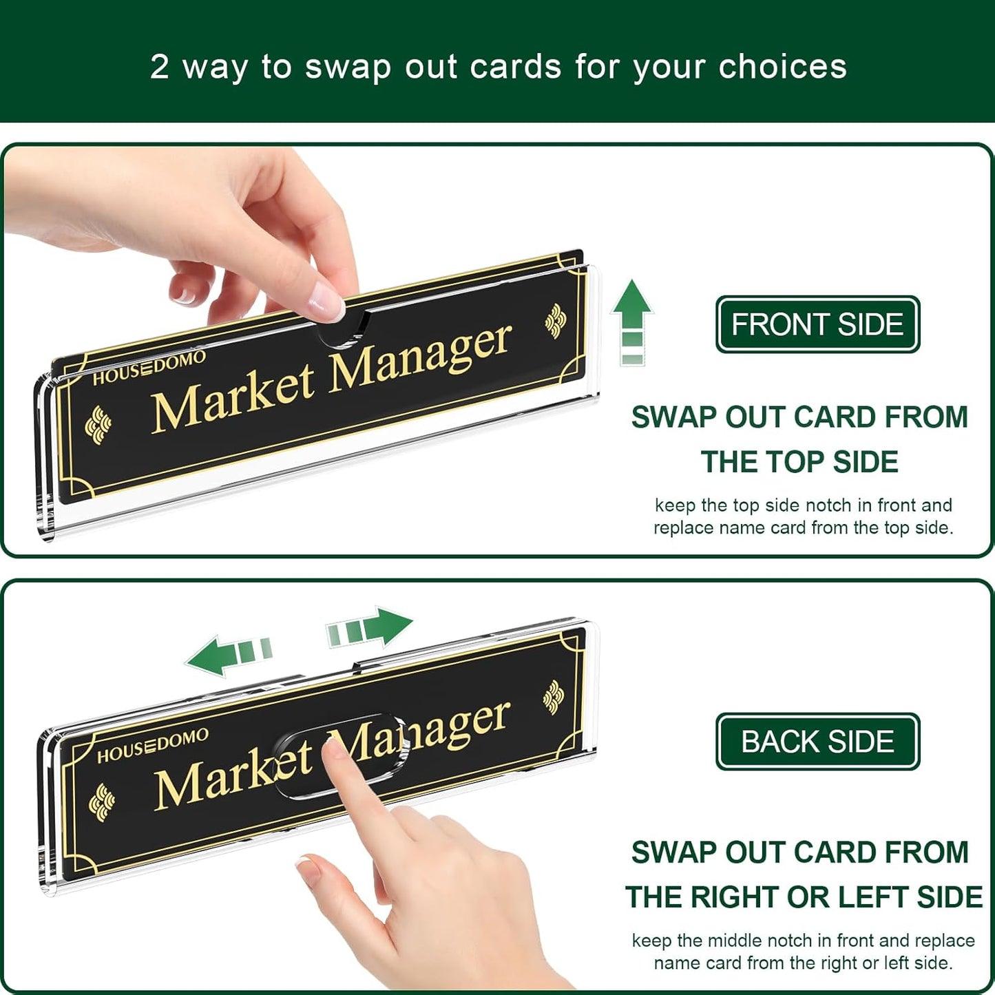 Nameplate for Doors with Adhesive Tapes - 5 Pack 2x8 Inch Clear Acrylic Office Door Name Plate Classroom Wall Name Plate Holder Horizontal Nameplate Holder Plastic Sign Frame