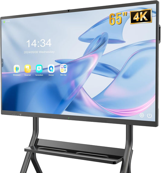 Smart Board,65 Inch Interactive Whiteboard 4K Touchscreen Built in Ultra High Definition Camera Open App Ecosystem, Digital Presentation Electronic Smart WhiteBoard for Classroom Home Office