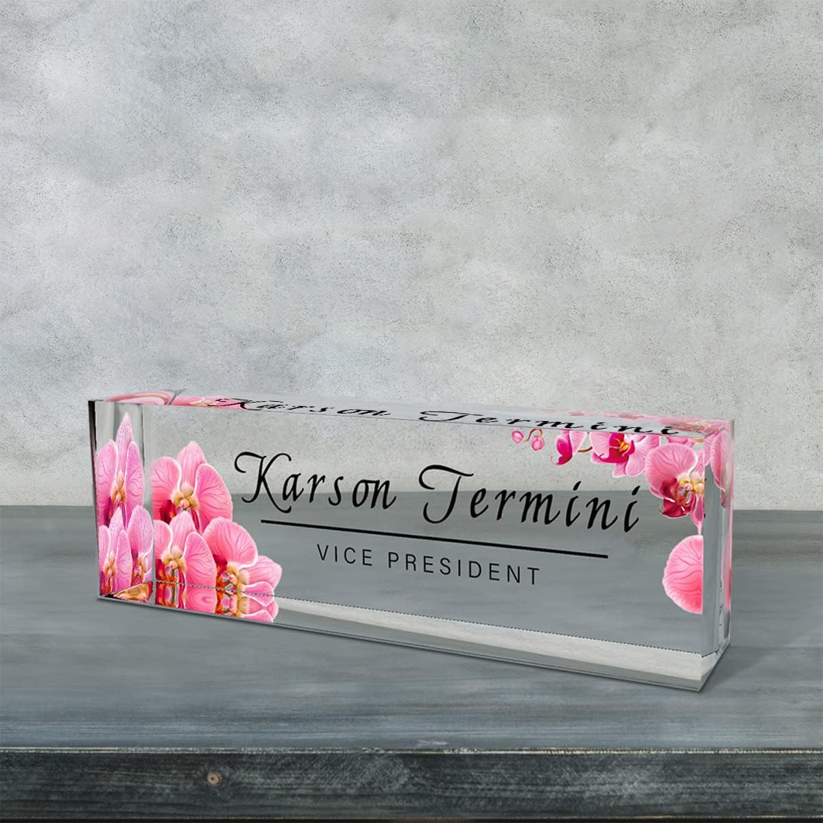 Desk Name Plate Personalized | Office Decor | Name Tags | Desk Decorations for Women Office… (Orchid)