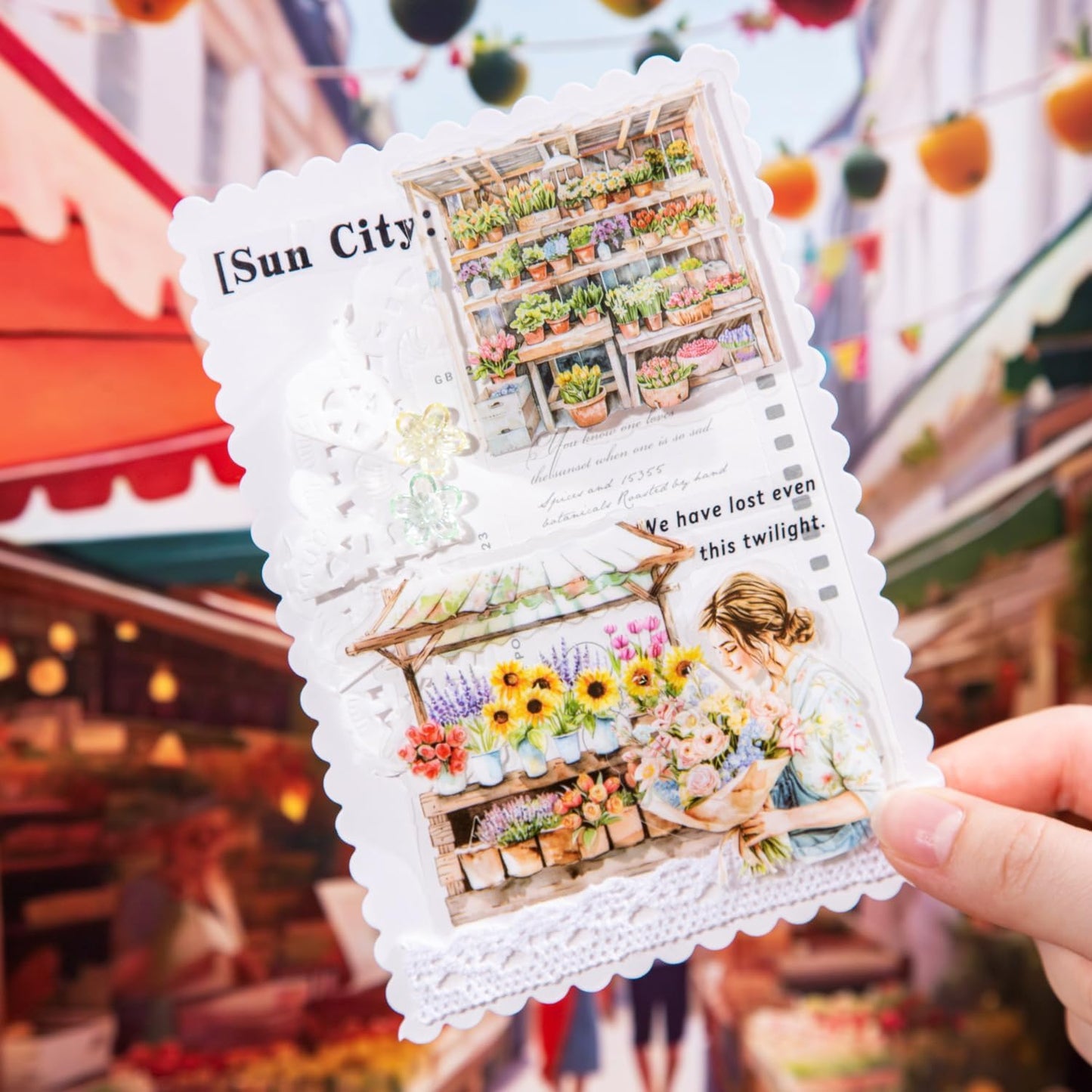 Farmers Market PET Stickers, 80PCS Bazaar-Themed Journal Supplies for Scrapbooking, DIY Crafts, and Planner Embellishment