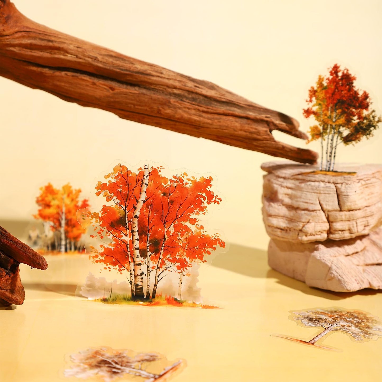 Forest PET Sticker Set, 120PCS Tree Ephemera for Scrapbooking, Journaling, Crafting, DIY Projects, and Art Supplies