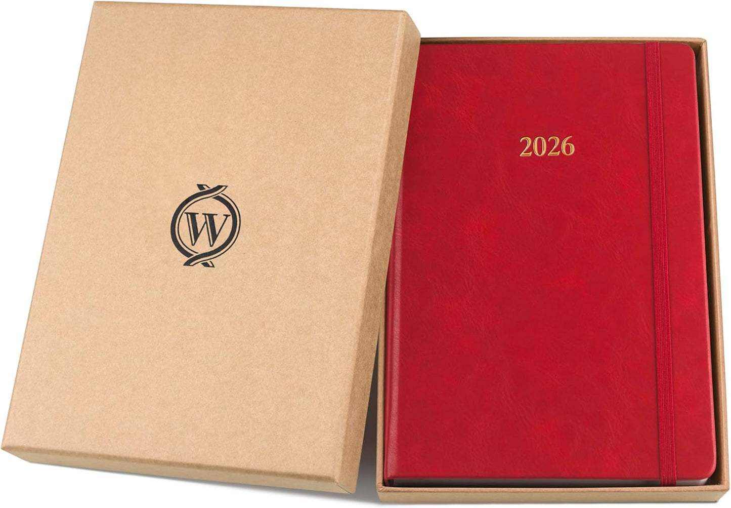 Wykeham's Executive 2026 Daily Journal Planner – US Public Holidays & Format – Customization Available (Crimson, 8.5”×5.5”)