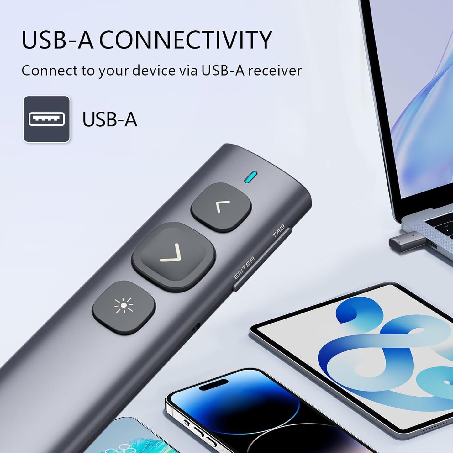 Norwii N95 Presentation Clicker, PowerPoint Clicker for Presentation Remote, Rechargeable Wireless Presenter Pointer, Slide Advancer for PC/Laptop/e-Book in Classroom, Auditorium, Church (Red, USB-A)