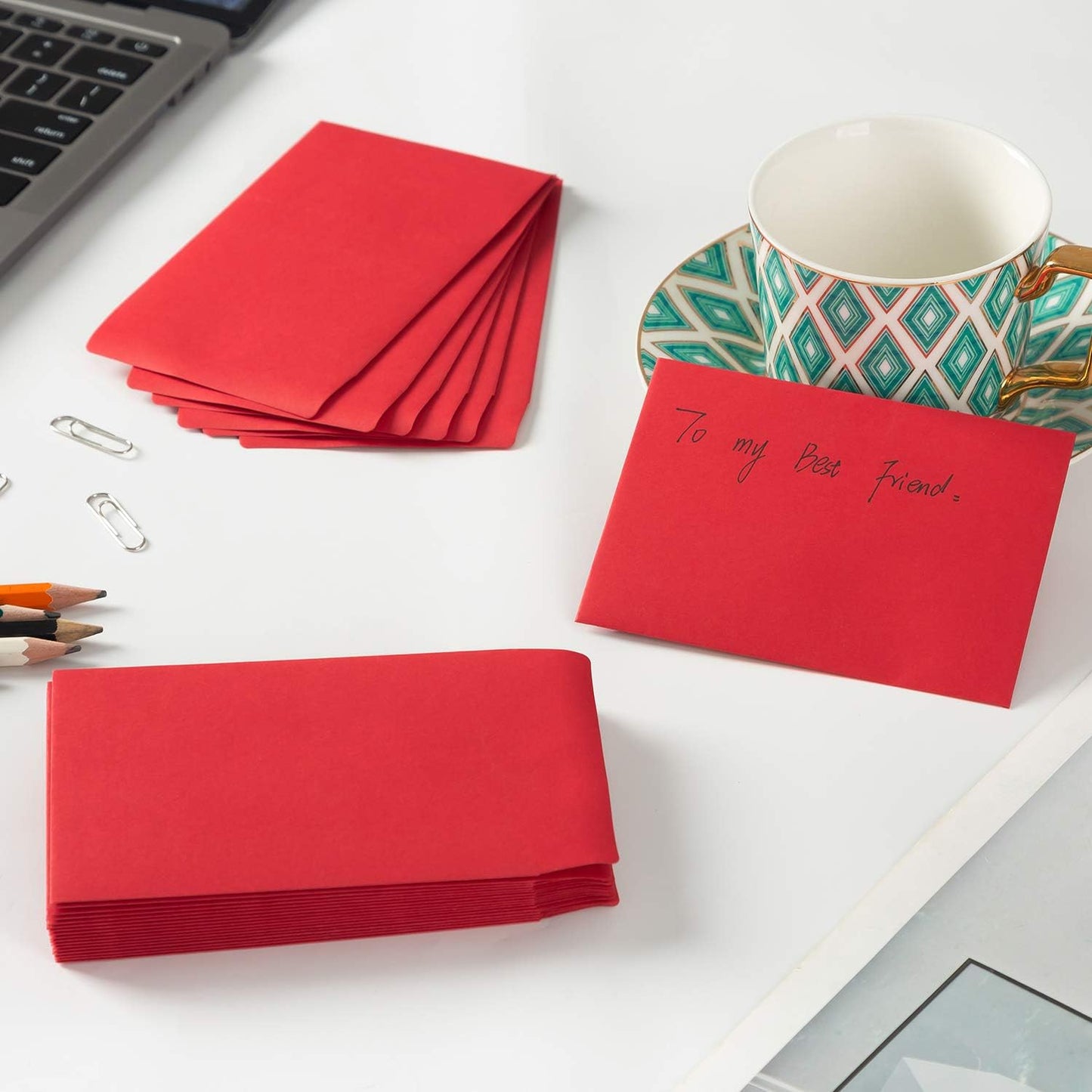 100 Pack Small Coin Envelopes Self-Adhesive Kraft Paper Seed Envelopes Mini Parts Small Items Stamps Storage Packets Envelopes for Garden, Office or Wedding Gift (Red, 2.25×3.5 inch)