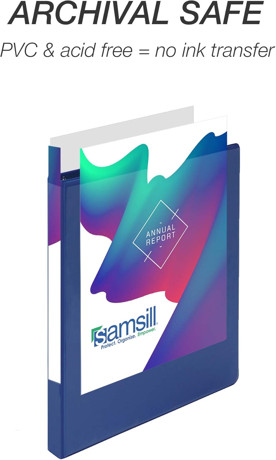 Samsill Economy 0.5 Inch 3 Ring Binder, Made in The USA, Round Ring Binder, Customizable Clear View Cover, Dark Blue