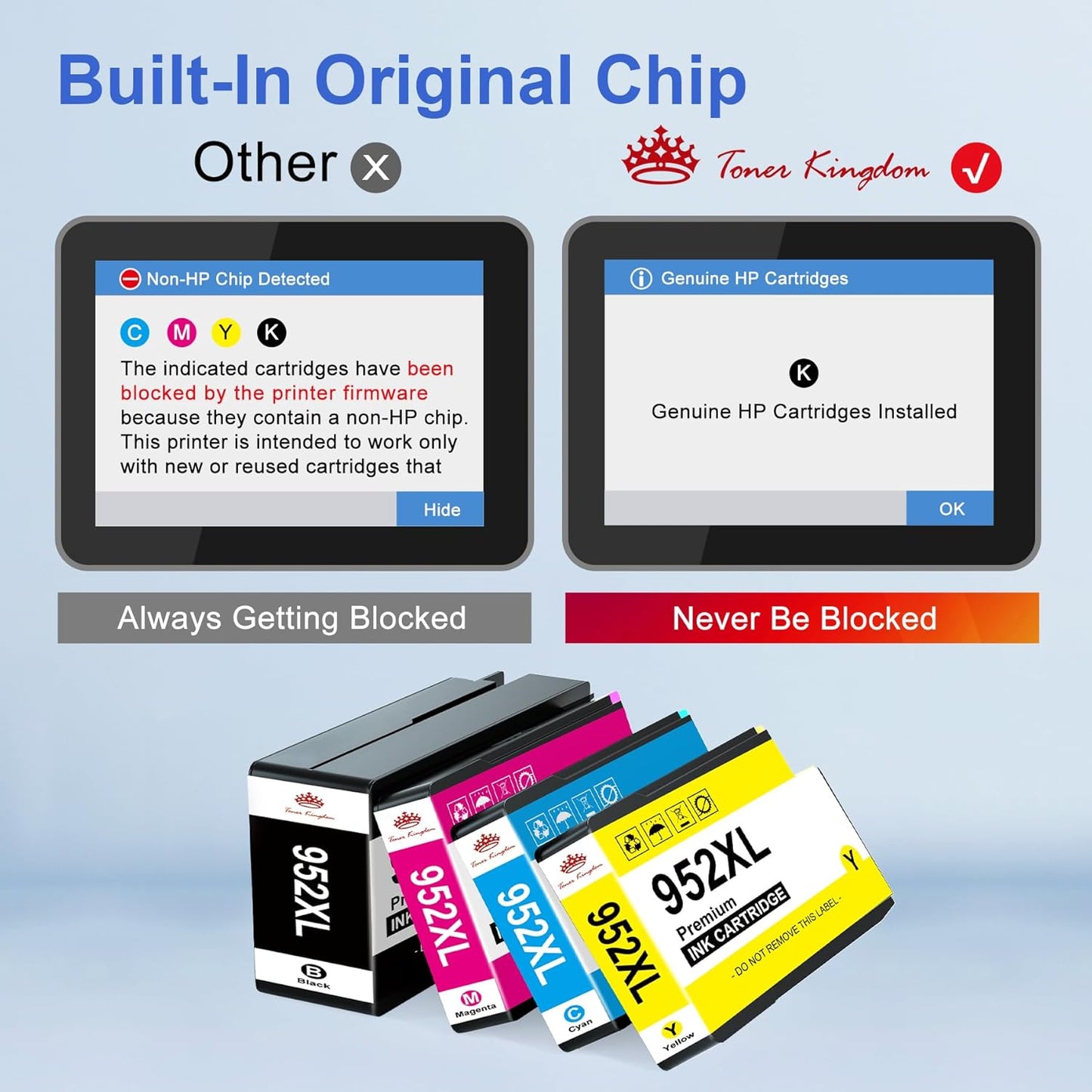 Toner Kingdom Ink Cartridges Remanufactured for HP 952 XL Ink Cartridge Combo Pack Work for HP OfficeJet 8702 OfficeJet Pro 7720 7740 8210 8710 8720 8730 8740 Series (4 Pack Black Cyan Yellow Magenta)