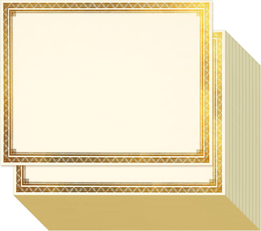 Certificate Paper 8.5 x 11 for Printing Blank Award Certificate for Graduation Diploma Achievement Participation Award Document (200pcs,Gold)