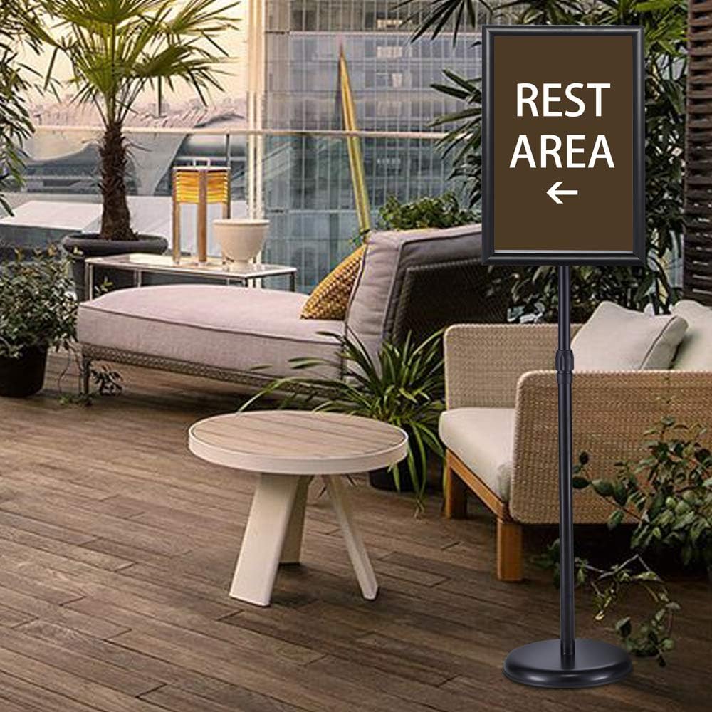 Heavy Duty Adjustable Pedestal Poster Sign Stand, 8.5x11 Aluminum Open Floor Standing Sign Holder for Vertical and Horizontal View Display