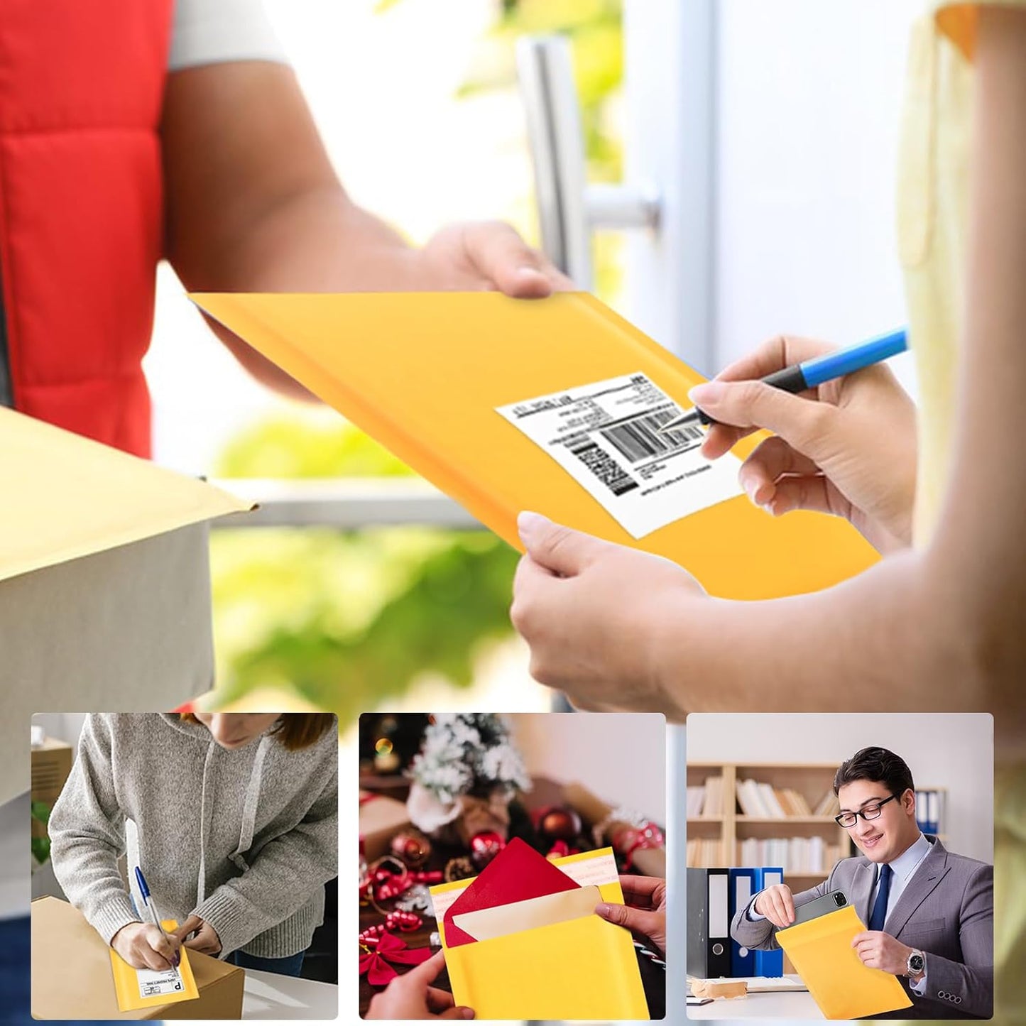 Kraft Bubble Mailers 4x7inch 100Pack Yellow Self-Seal Padded Envelopes Bubble Opaque Padded Mailers Shipping Bags for Small Businesses to Package and Mail Jewelry Cosmetics, Electronic Products, Cards