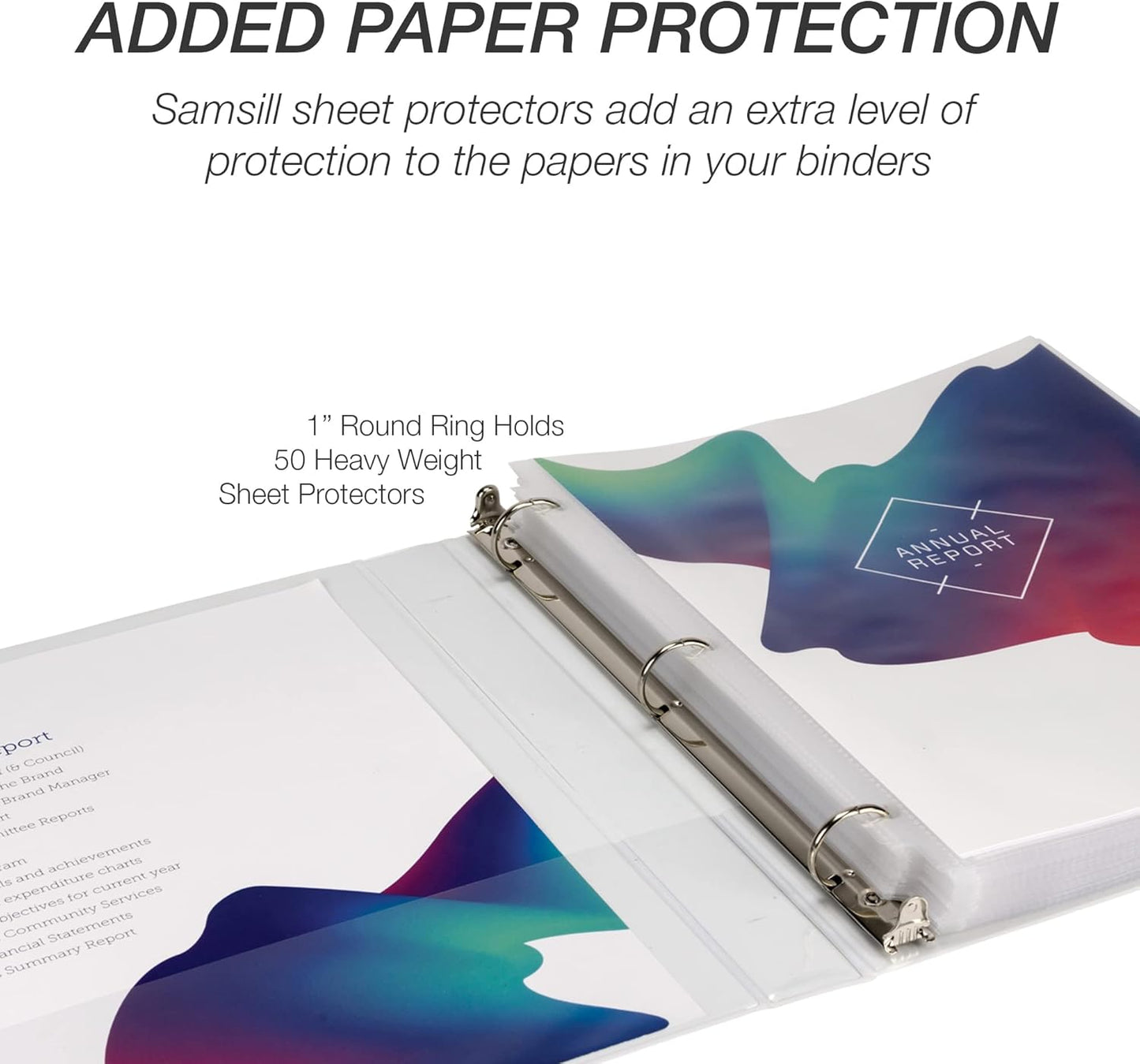 Samsill 1 Inch 3 Ring Binder, Made in USA, Economy Round Ring, Clear View Cover, 200 Sheet Capacity - for School, Home, Office - Pearl White