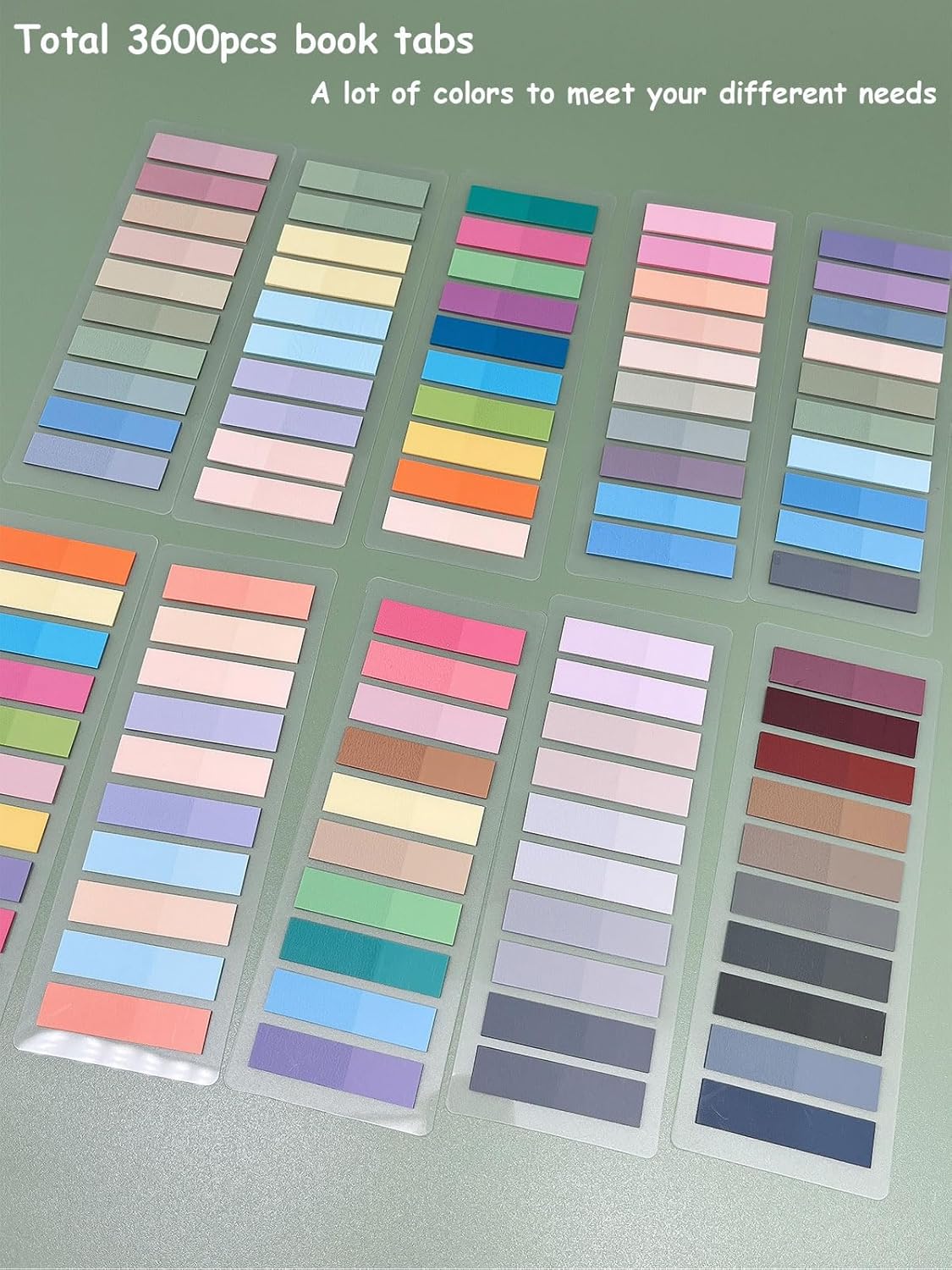 3600pcs Books Tabs for Annotating Books, Clear Sticky Notes, Morandi Sticky Tabs for Books annotating, Page Markers, Multi-Colored Writable and Repositionable Annotation Supplies