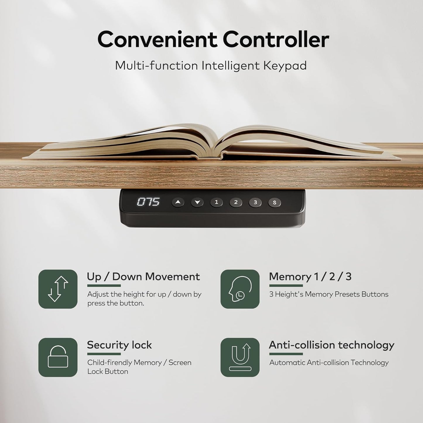 FEZIBO 55 x 24 Inch Height Adjustable Electric Standing Desk with Double Drawer, Stand Up Desk with Storage Shelf, Rustic Brown