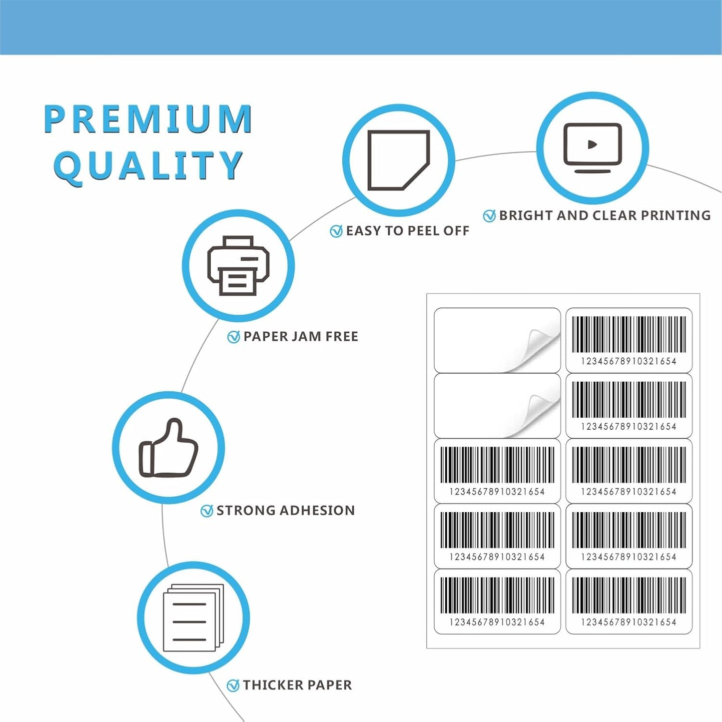 Premium 10 UP 2" x 4" Shipping Labels, 1000 Mailing Labels for Envelopes, Laser/Ink Jet Printer Compatible, White Paper Printable Stickers