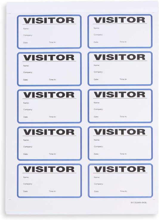 Blue Summit Supplies Visitor Badge Log Book with Duplicate Record, 250 Stickers per Pack, School Visitor Stickers, Guest Badge Book, Visitor Log Book