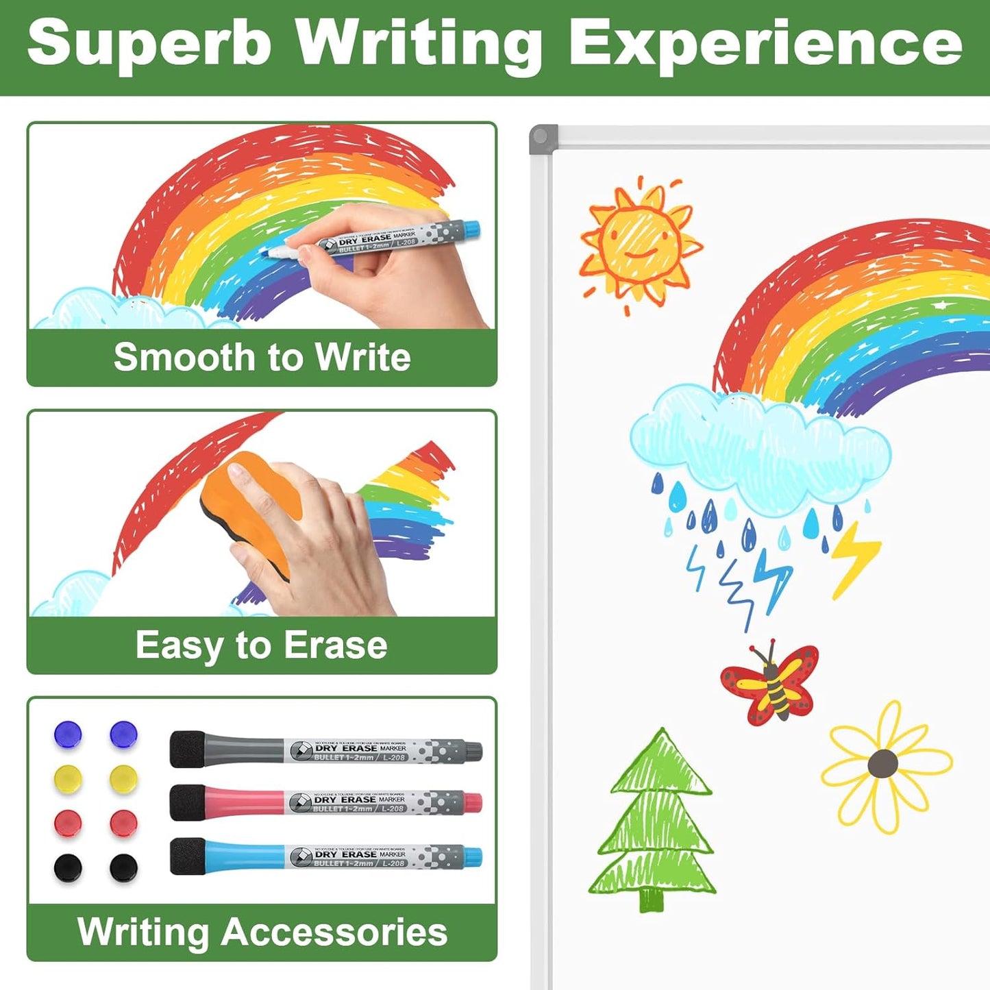 Lockways Large Dry Erase Board 72 x 48 Inch, Magnetic White Board for Wall, Aluminium Frame Whiteboard with Marker Tray for Office & School
