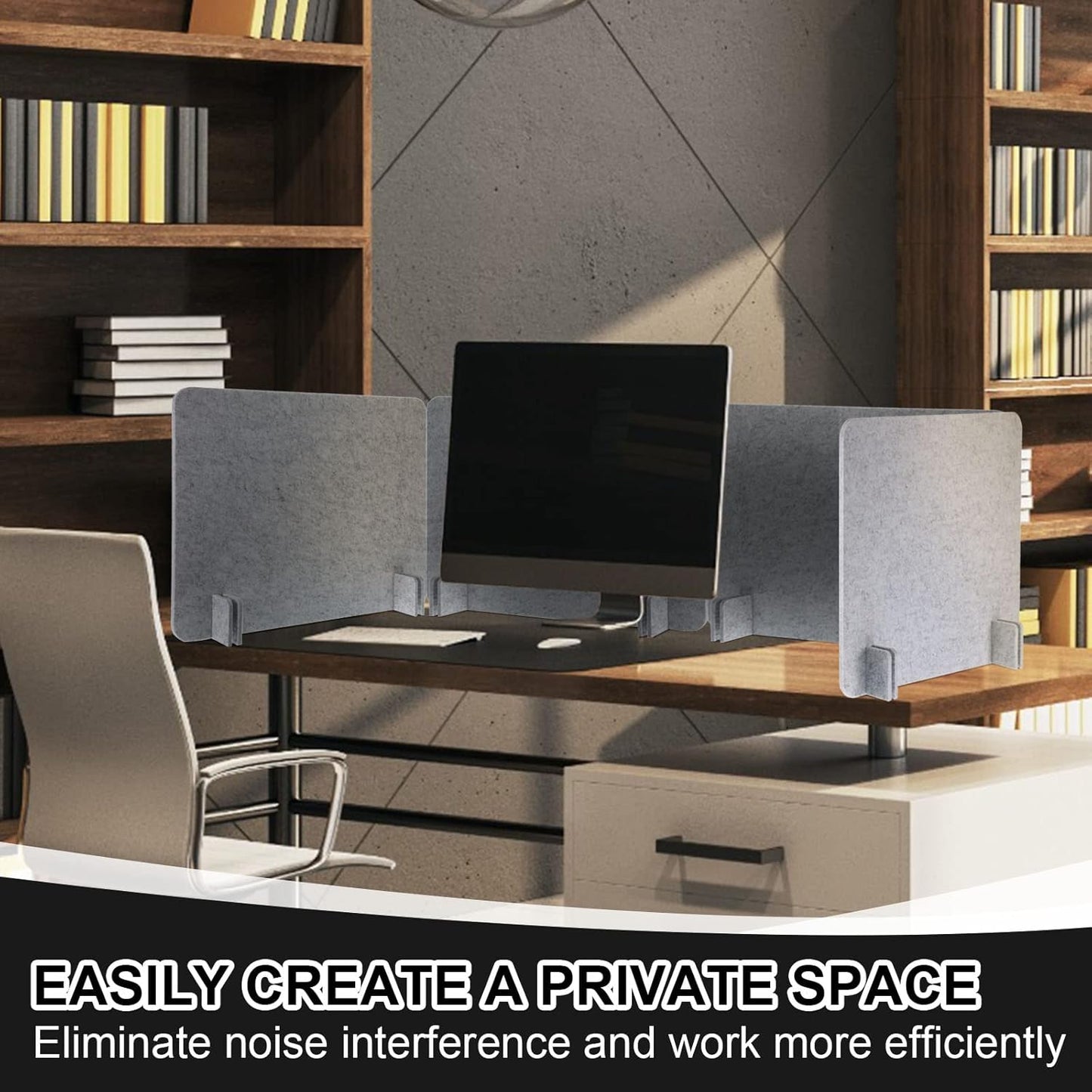 4 Pack Acoustic Desk Divider Desk Partition - Freestanding Privacy Panel 16 x 24 Inches Noise Reducing Partition for Office Table Standing Student Study Reception Area(Silver Gray)