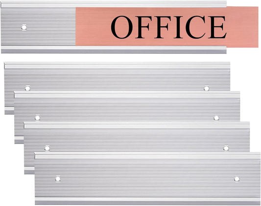 5 Pack Aluminum Wall or Door Name Plate Holder, Wall Mount Office Door Sign Holder with Double Sided Tape, for Business Department, Meeting Room, Room Number (Silver, 2" x 10")