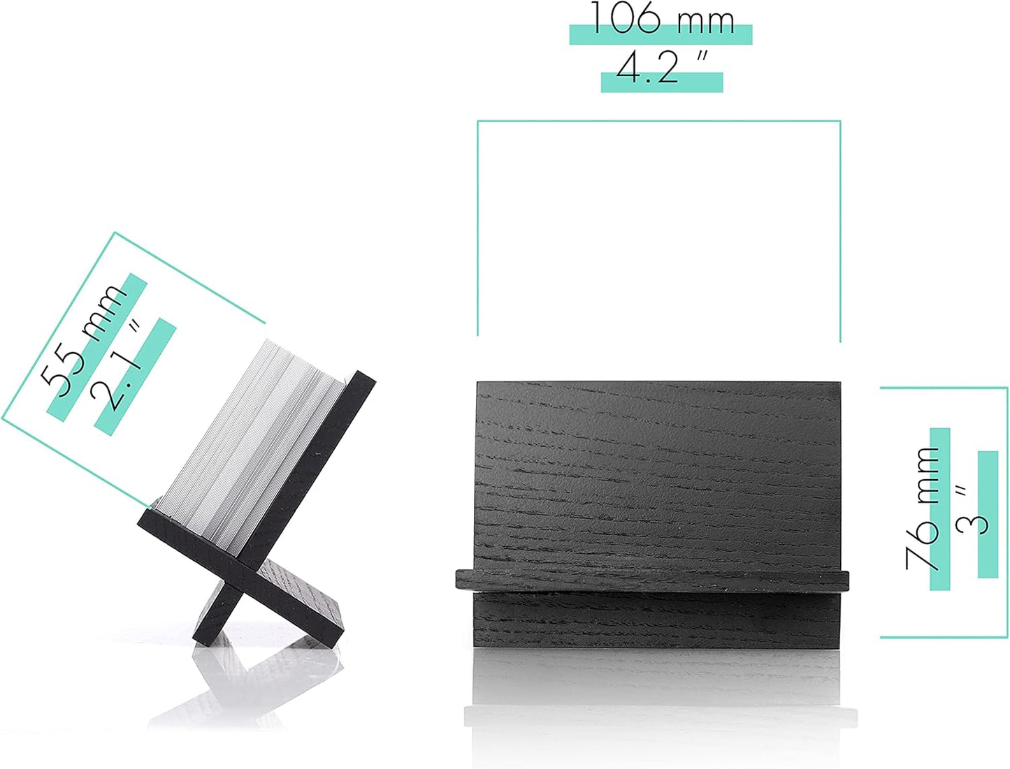 Business Card Holder for Desk - Black Wood Small Cards Holders, Professional Desktop Business Card Stand Display, Wooden Name Card Holder, Modern Design Office Business Cards Holder