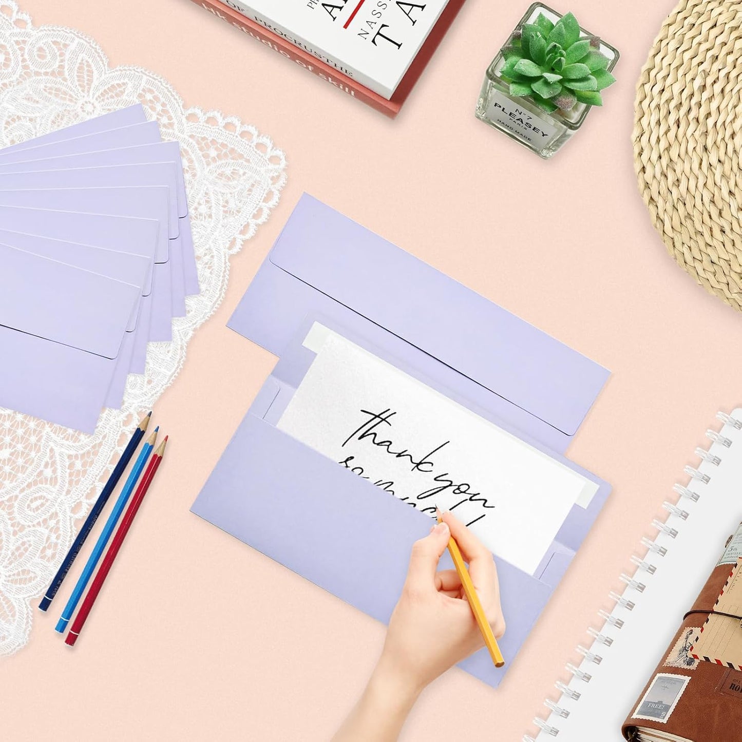 50 Pack #10 Business Envelopes, Light Purple Standard Envelopes Self Seal, Letter Size Mailing Envelopes for Checks Letters Invoices Statements Birthday Graduation Wedding, 4 1/8 x 9 1/2 Inch