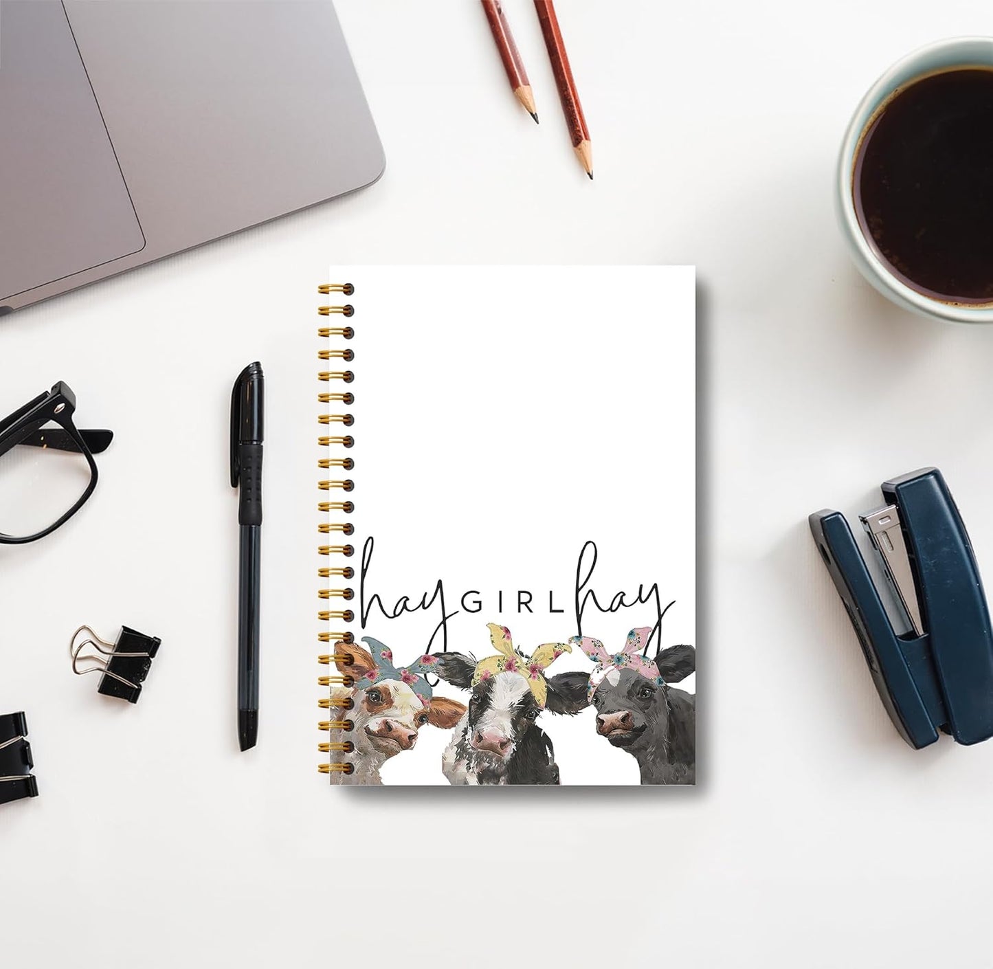 Hay Girl Hay Cow Notebook Journal - Cow Gifts for Women, Coworkers, Cowgirls, Western Gifts, Western Hay Girl Hay Cow Notebook Spiral Bound with 164 Pages