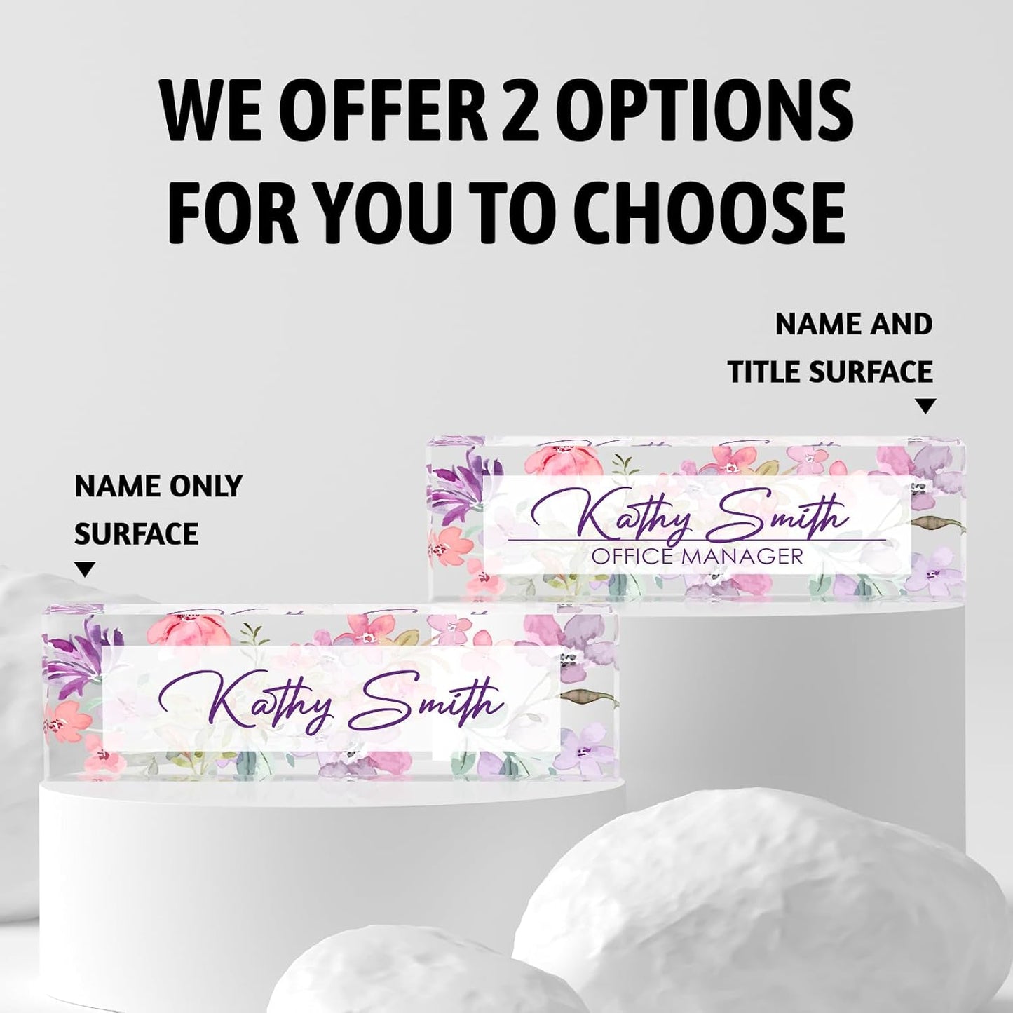 Personalized Name Plate for Desk, Custom Desk Name Plate, Acrylic Name Plate Office Desk Accessories, Personalized Office Gifts for Coworkers Teachers, Employee Appreciation Gifts (A-WaterColor3)