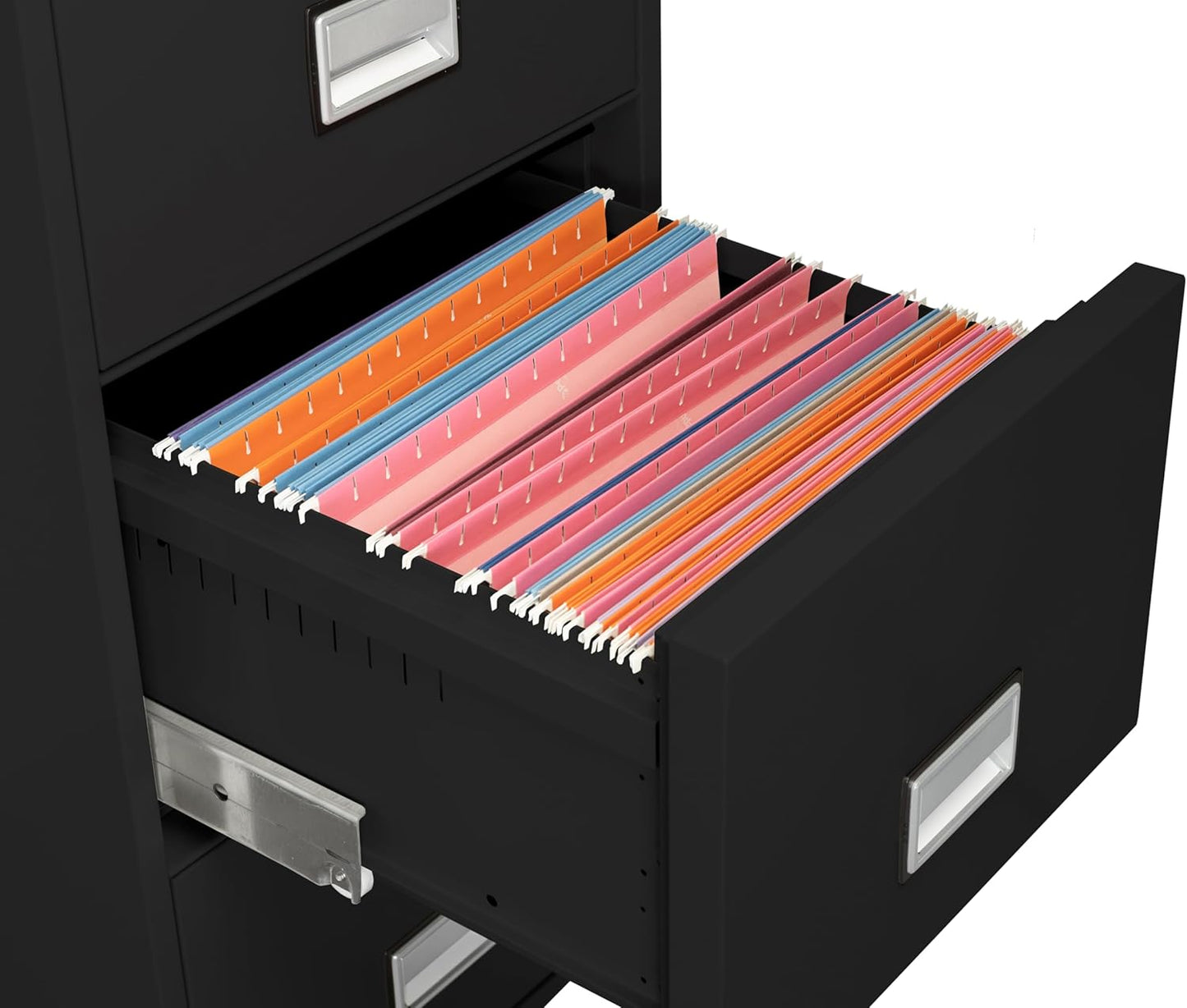31 inch 4-Drawer Vertical Fireproof File Cabinet – Legal and Letter Size Filing – Key Lock – Water Resistant Seal – Fire and Impact Rated – Black Finish – Model LGL4W31B