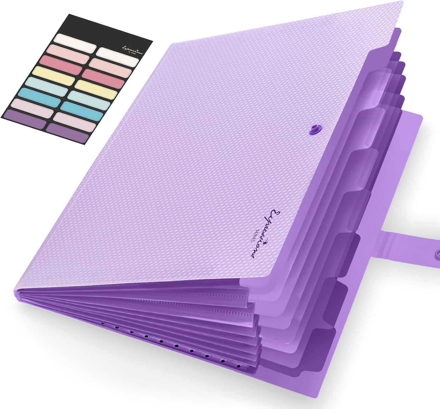 Sooez Accordion File Organizer, 8 Pocket Expanding File Folder with Labels, Letter Size Folders for Documents, Portable Paper Bill Receipt Organizer for Home School Office Supplies, Purple