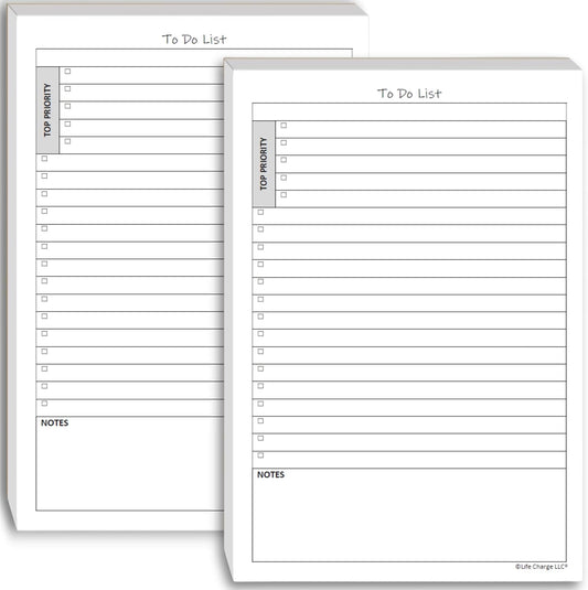 TO DO List Notepads (2 Pack, 50 Pages Each) Planner Pads. ToDo Checklist w/Priority & Note Sections. Organize & Track Projects, Clients or Daily Tasks. 5.5 X 8.5, A5 Sheets. Made in the USA.