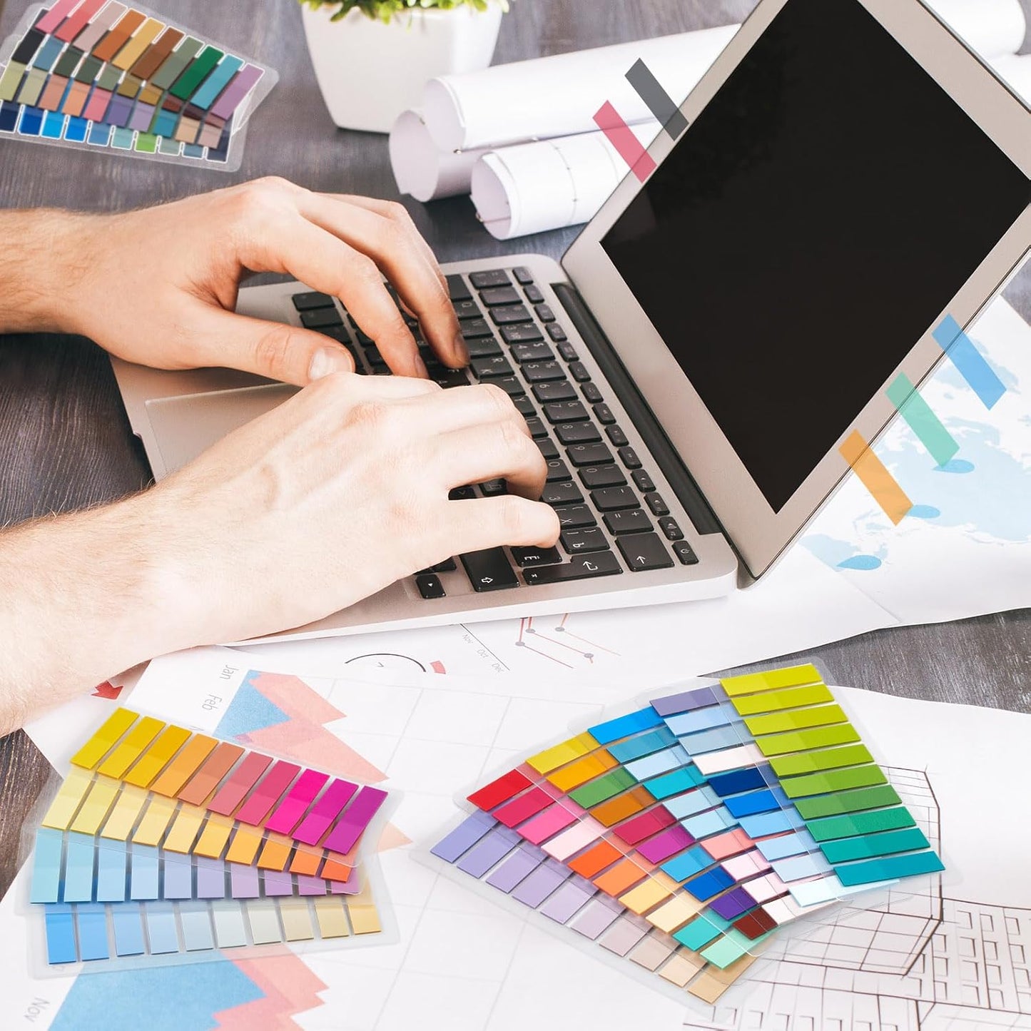 ReliThick 8000 Pcs Annotation tabs Sticky Tabs for Books Transparent Sticky Notes Multi Colored Writable Page Markers Book Flags Strip for Annotating Reading Supplies Bookish Gift (Gradient Color)