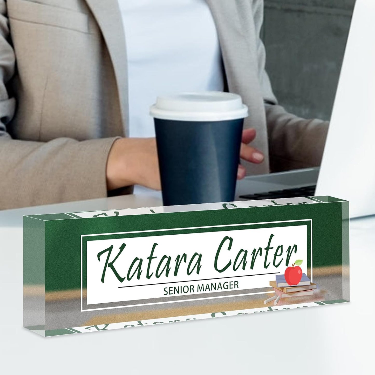 Name Plate for Desk Personalized, Acrylic Desk Decorations, Employee Appreciation Gifts, Custom Office Gifts for Coworkers, Boss, Teacher, Nurse (Teacher 03)