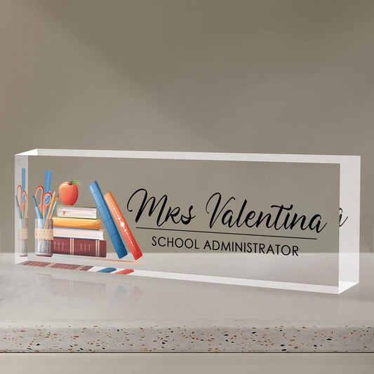Custom Teacher Name Plate for Desk | Personalized Desk Acrylic Name Plate Office Accessories | Personalized Teacher Appreciation Gifts (C-For Teacher 1)