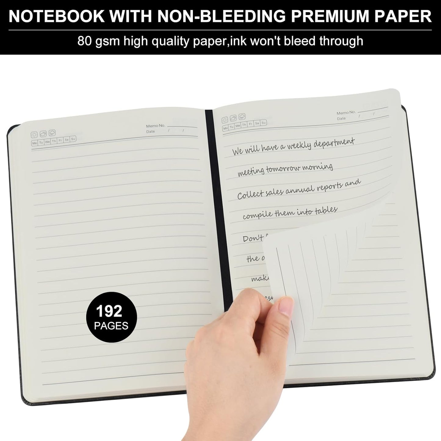 ZCZN 8 Pack Hardcover Journal Notebooks, 5.5"x8.3", Hardcover, Black, A5 Lined Journals for Notes-taking,Writing,Diary, Ruled Journaling Notebooks for Work School Travel Home