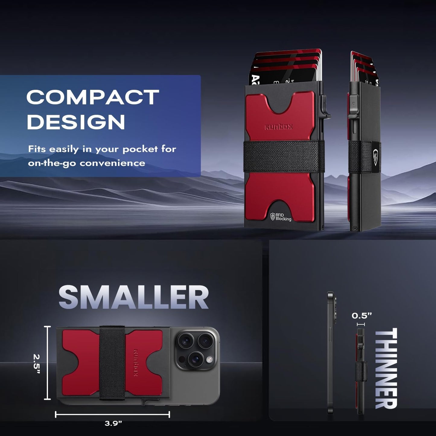 Slim Card Holder Wallet for Men, Minimalist RFID Blocking Wallet with Pop Up Function, Ultra-Thin Design, Metal Business Card Cases holds 12+ Cards, Gifts for Men, Men's Accessories