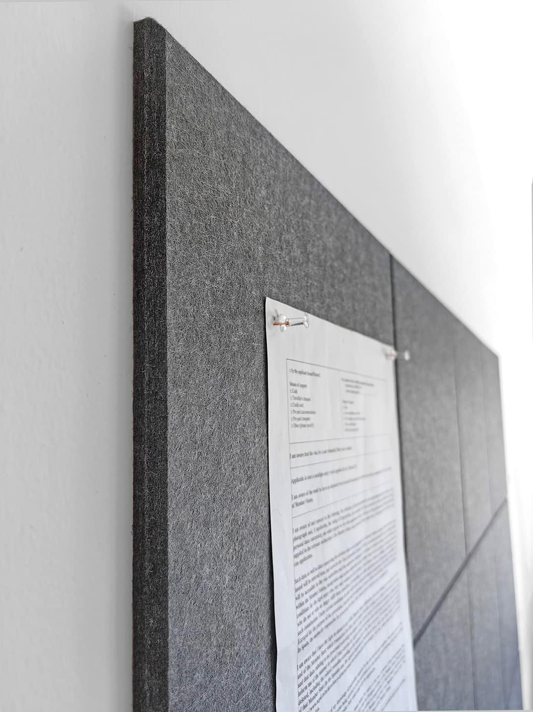 Large Cork Board Alternative - 12-Pack Felt Wall Tiles with Safe Removable Adhesive Tabs, Cork Wall Tiles Bulletin Board Home Office Essentials - Gray