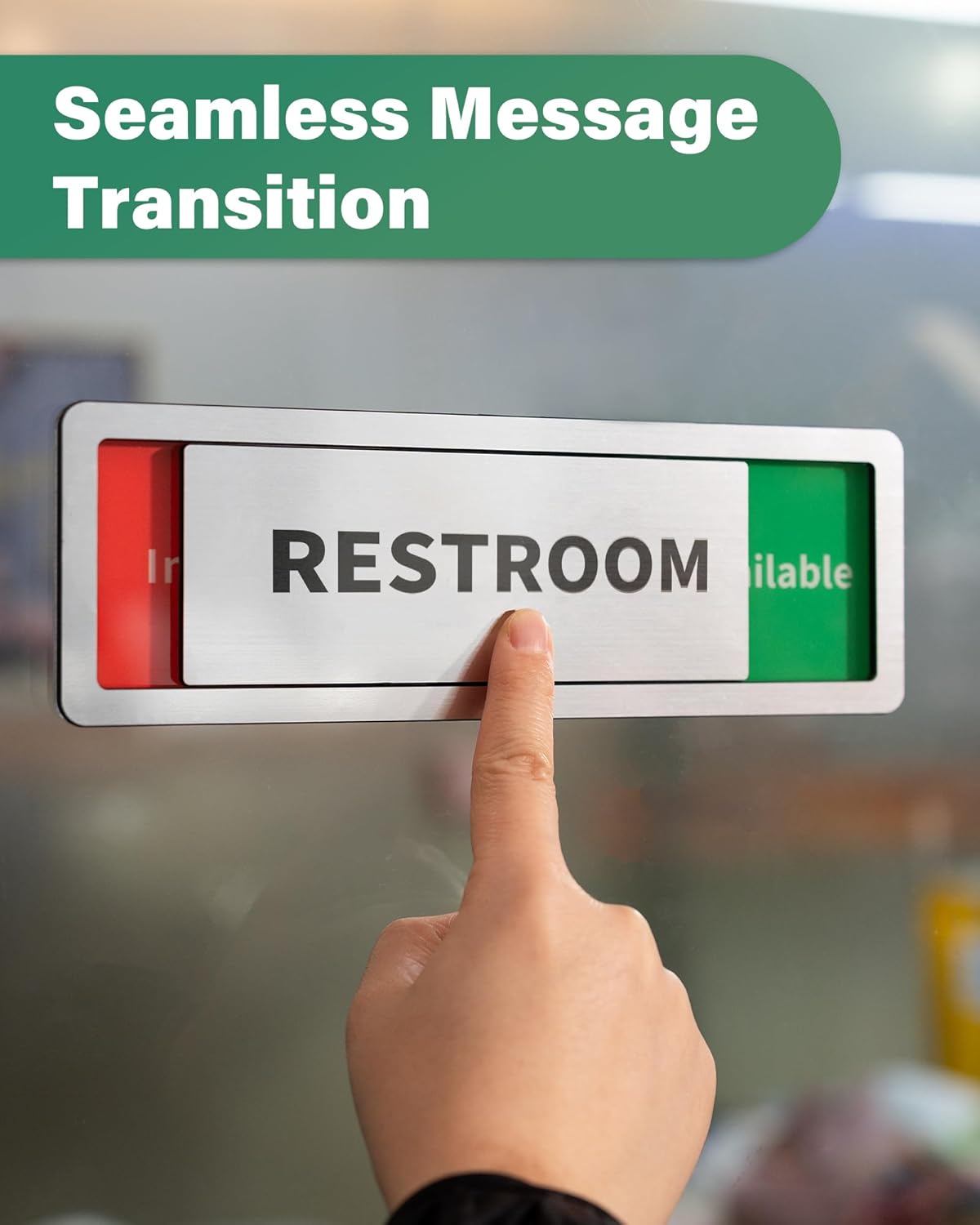 Restroom Sliding Door Signs Do Not Disturb, In Use/Available Slider Sign for Business Home Office Wellness Vacant Occupied Privacy Slide Door Sign，Brushed Silver