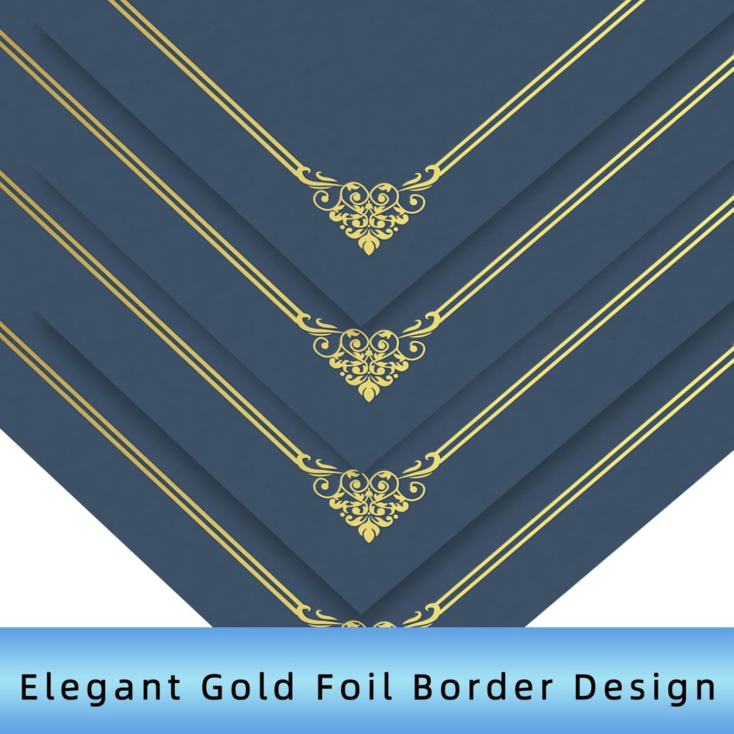 30 Packs Certificate Holders, Navy Blue Diploma Holders, 350gsm, Certificate Covers with Gold Foil Border for Letter Size 8.5 x 11 Certificates, Cardstock, Award, Graduation, Document Papers