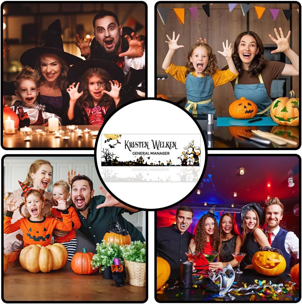 Personalized Name Plate for Desk | Halloween Decor for Work| Acrylic Office Desktop Decorations | Holiday Gifts