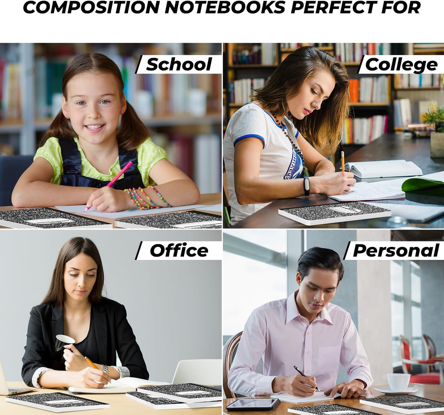 1000 Pack (Pallet) Composition Notebooks Bulk, College Ruled, Pallet of Notebooks, 200 Pages (100 Sheets), 9-3/4 x 7-1/2, Bulk Notebooks for School, College & Office, 4-7 Days Transit