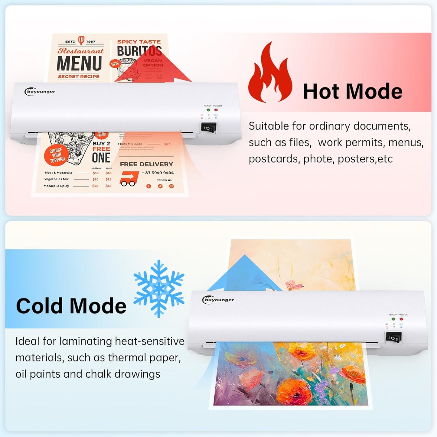 Laminator Machine with 10 Laminating Sheets, 9 Inch Laminator Hot & Cold for A4/A5/A6, Thermal Laminating Machine for Home School Office