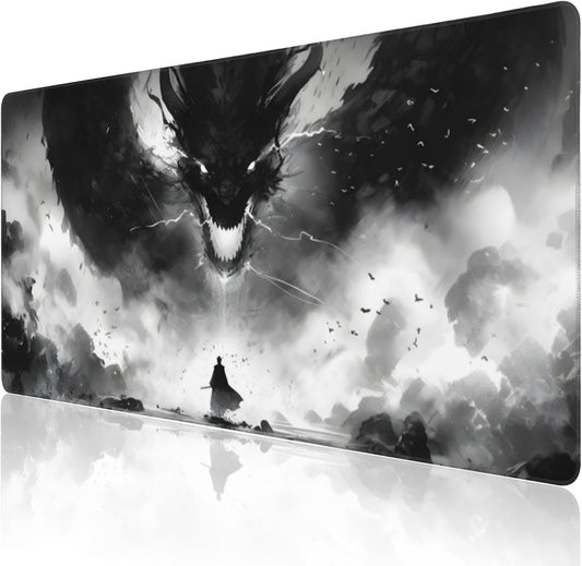 Extended Large Gaming Mouse Pad, Horror Anime Manga Large Desk Mat for Desktop XXL, Non-Slip Rubber Base Stitched Edges Long Computer Keyboard Desk Pad Mouse Mat for Gaming Home Office 35.4"X15.7"