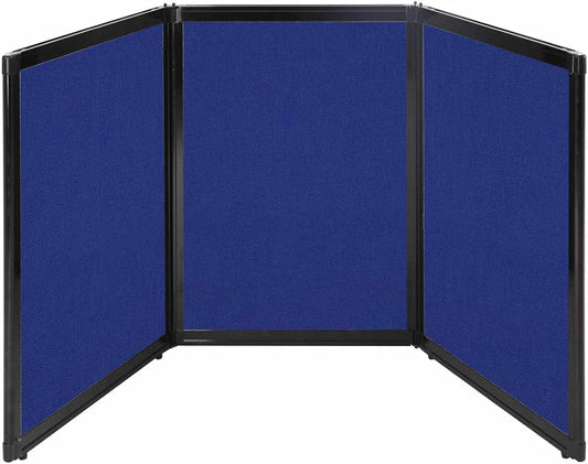 Versare Folding Tabletop Display | 3-Panel Partition | Lightweight Portable Workspace Divider | Royal Blue 78" x 36"
