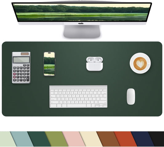 PULeather Non-Slip Desk Mat, Large Mouse Pad & Laptop Desk Pad - Waterproof Writing Pad for Office & Home (Dark Green, 35.4" x 17")