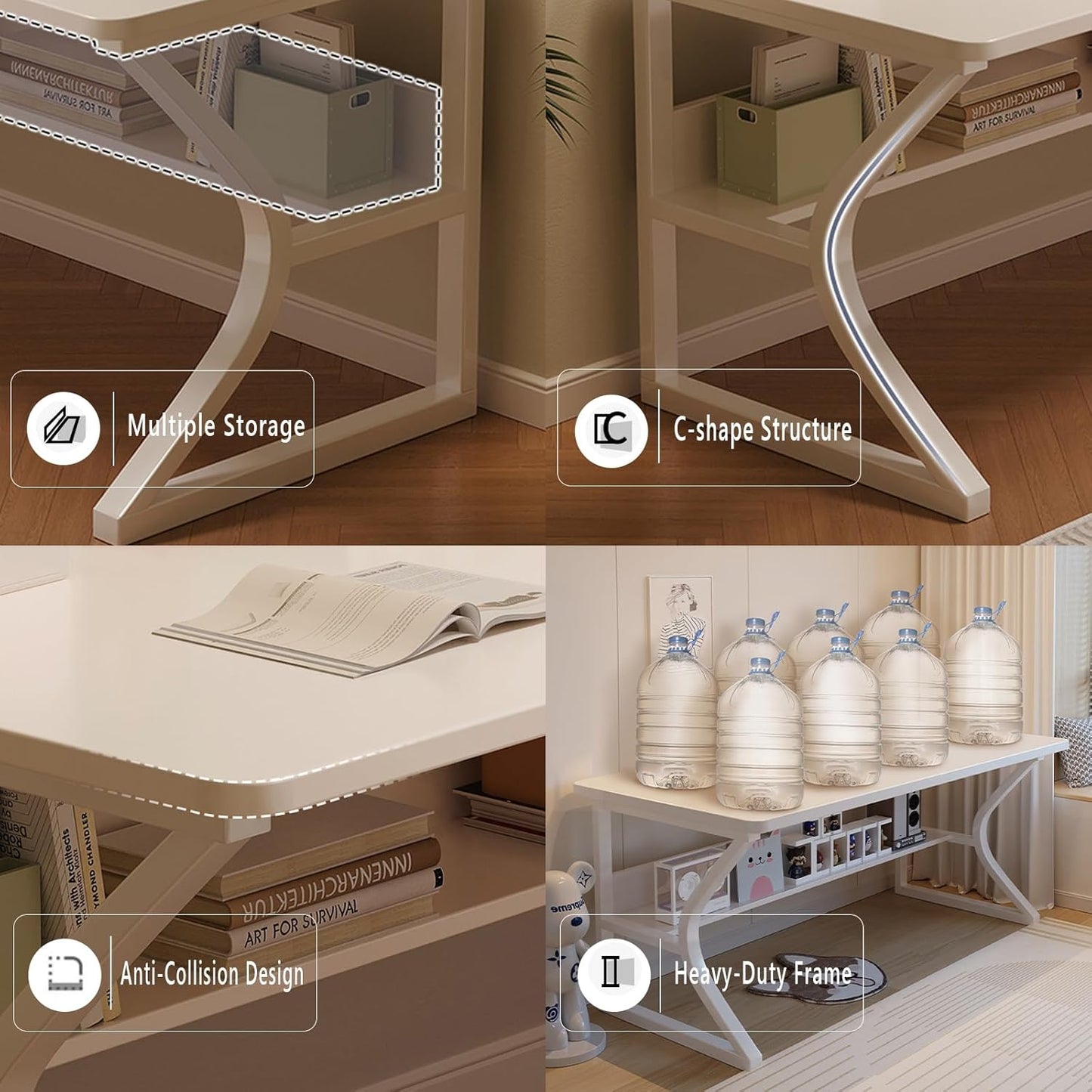 Extra Long Desk with Bookshelf - 71" Double Long Writing Table for 2-Person Workstation, Modern Study Work Computer Desk for Home and Office, Black