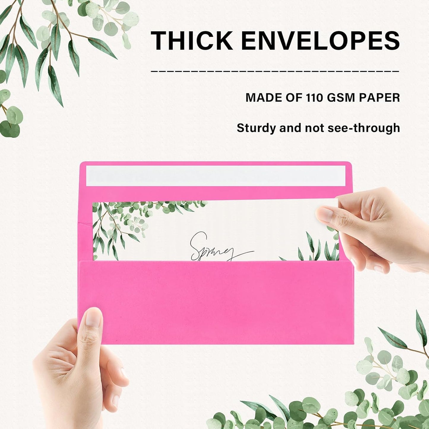 50 Pack #10 Business Envelopes, Self Seal Standard Hot Pink Envelopes for Secure Business & Legal Mailing, Office, Checks, Letter, Invoices, 4 1/8 x 9 1/2 Inches