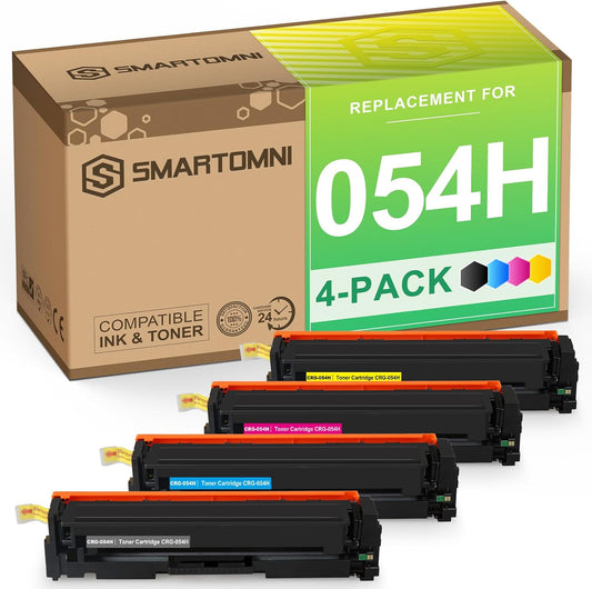 Compatible Toner Cartridges Replacement for Canon 054 054H CRG-054H High Yield use for Canon Color imageCLASS LBP620 LBP622Cdw LBP623Cw MF640C MF641Cw MF642Cdw MF644cdw MF645Cx 4 Packs