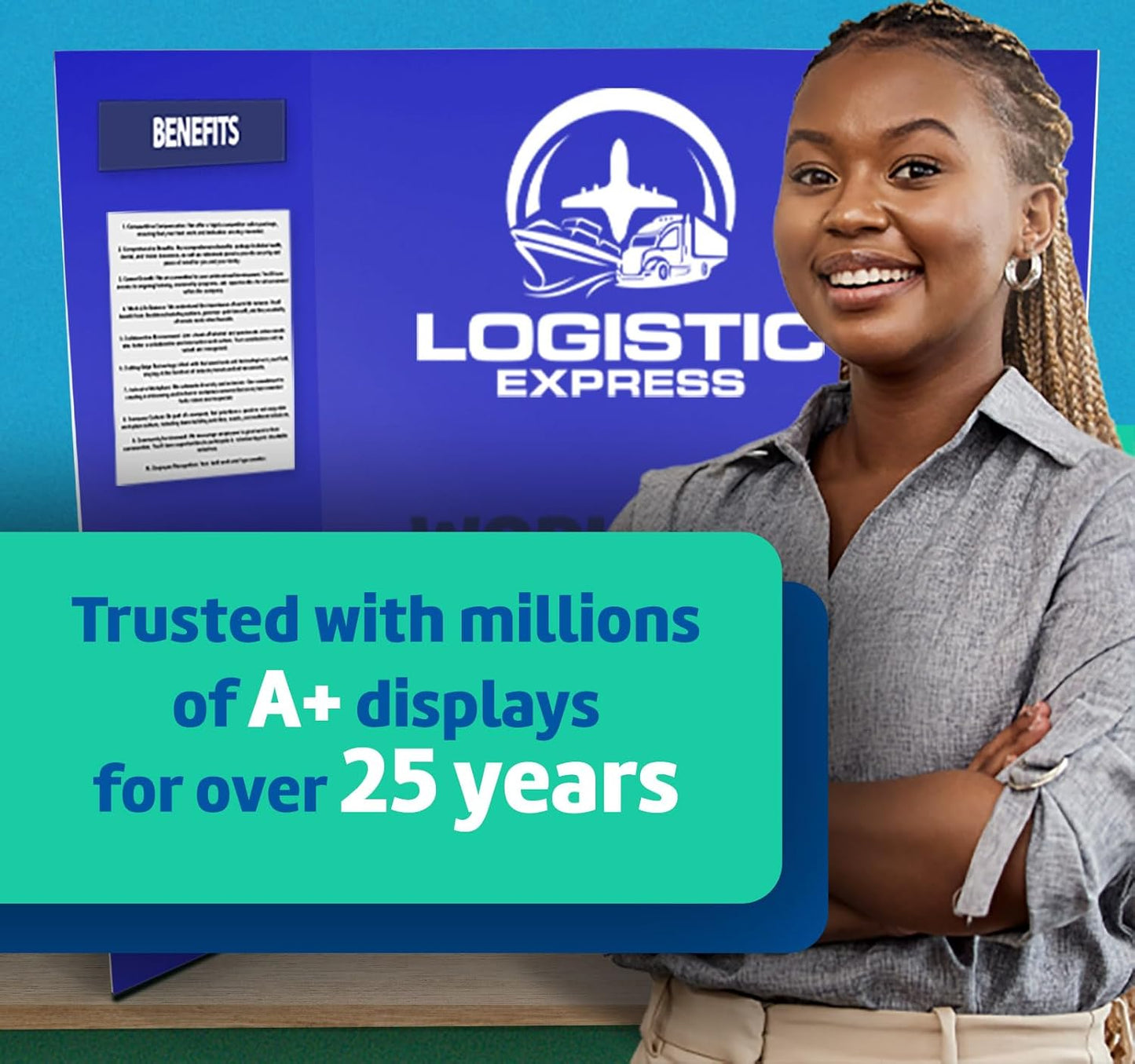 Flipside Products 36” x 48” Foam Project Boards for Presentations, Science Fair, School Projects, Event Displays and Trifold Picture Board - Assorted Colors - 10 Pack