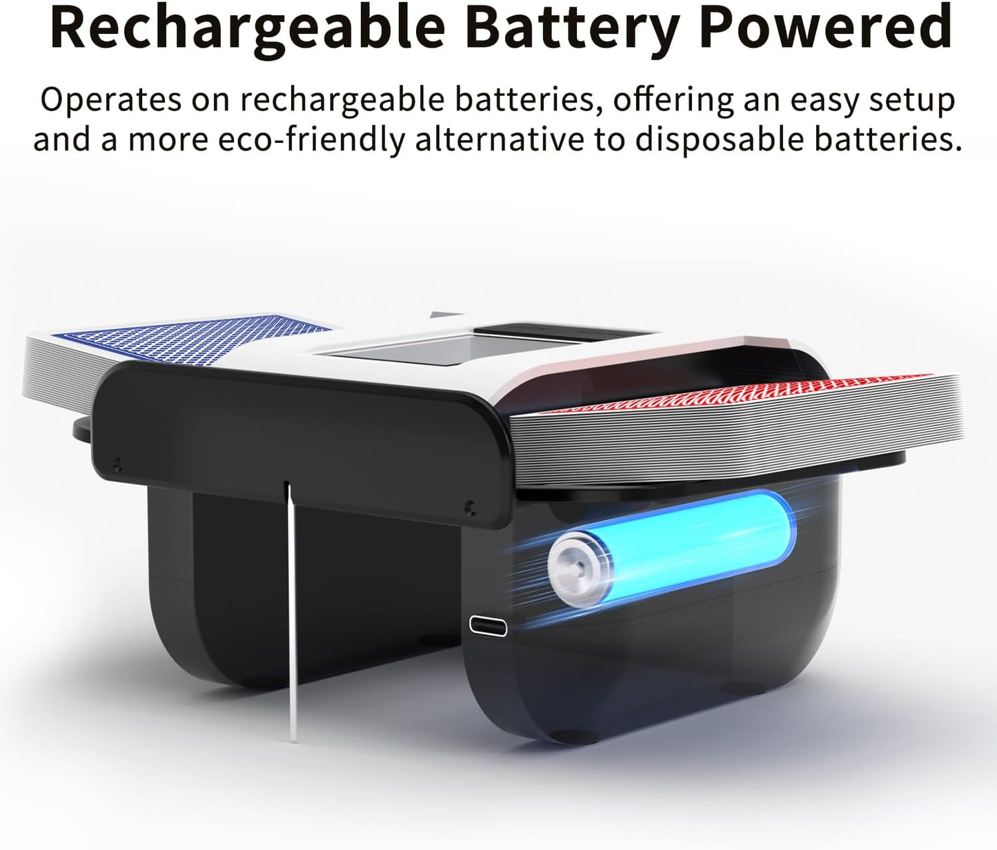 Automatic Card Shuffler with Dual Modes, Rechargeable 1-2 Deck Card Shuffle Machine, Low Noise Operation Card Shuffler for Poker, UNO, Blackjack, Skip-Bo, Phase 10