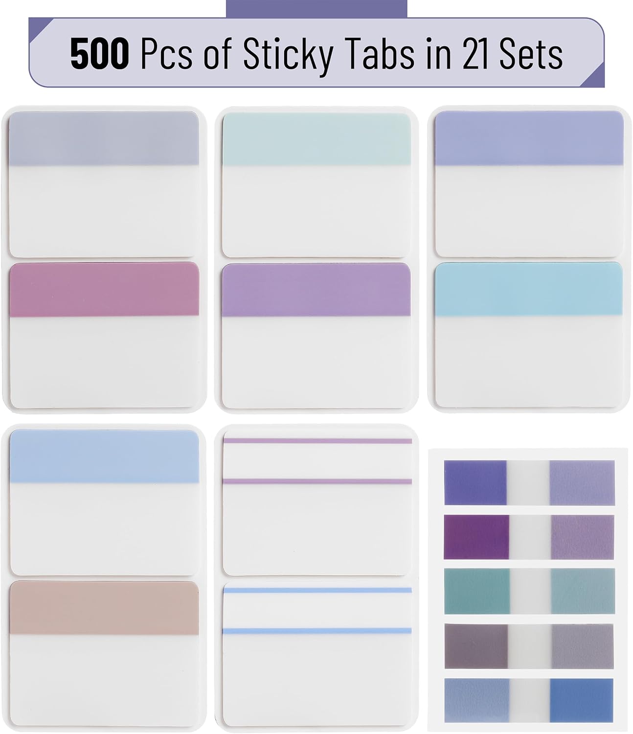 Mr. Pen- Sticky Index Tabs, 500 Pcs, 21 Sets, Colorful Sticky Tabs for Notebooks, Page Markers, Page Tabs for Binders, Page Tabs Sticky Tabs for Books, Notebook Tabs, Book Sticky Tabs for Notebooks