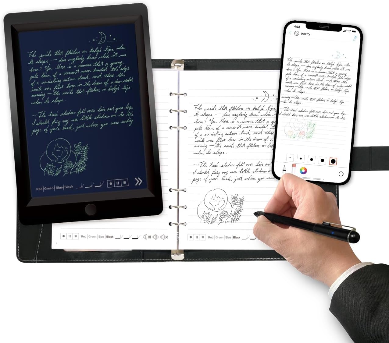 Smart Sync Pen for Note Taking with Notebook and Writing Board,Real-time Sync for Digitizing,Convert to Text,Storing,Sharing Paper Notes via APP on Smartphone/IPAD (Android and iOS)